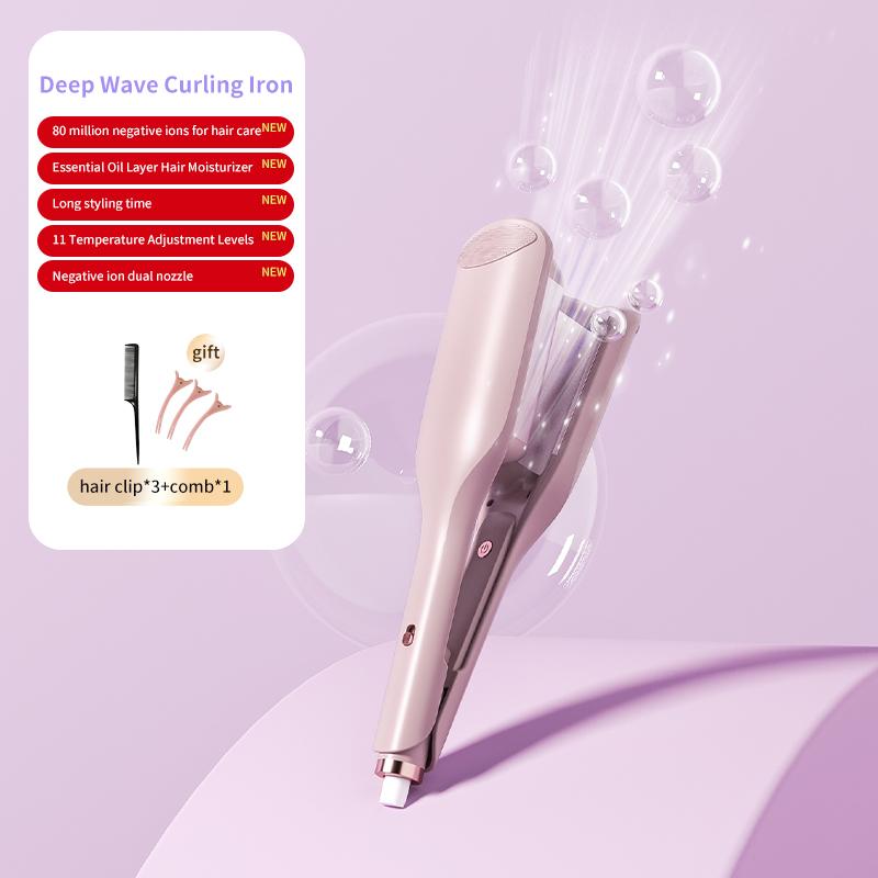 32mm Deep V Wave Hair Curler with 80M Negative Ions, 10-Minute Styling for Long Lasting Beach Waves, Anti-scald Ceramic Waver