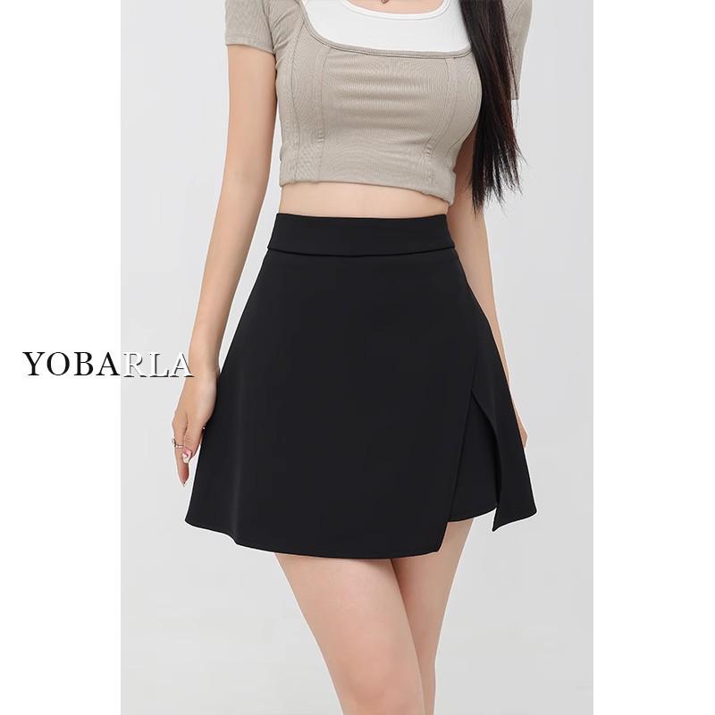 

Черная юбка А-силуэта с высокой талией для женщин - облегающий крой, большие размеры 5XL чёрный