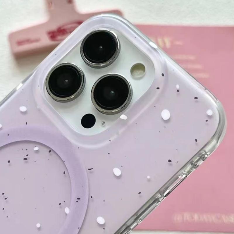 Magnetic grape purple splashed ink phone case with holder For iPhone 11 12 13 14 15 16 17 pro max