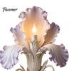 Modern Iris Petal Lamp Bloom Wall Sconce, Vintage Floral Light with Faux Crystal Sconce Drops, Romantic Purple Ambient for Bedroom Living Room
