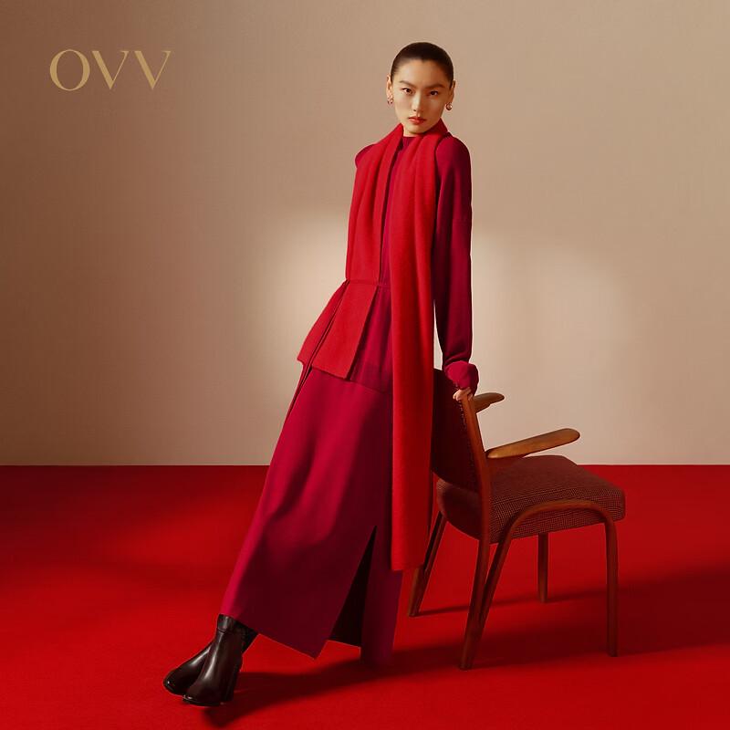 OVV New Year Red Faux Two-Piece Wool Dress S