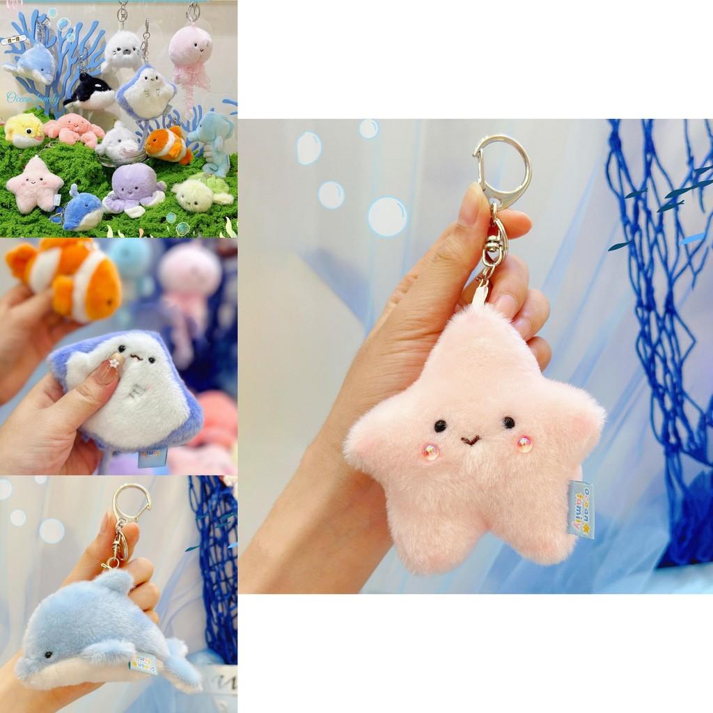 Marine Animals Plush Keychain With Pressable Sound For Backpack Decor