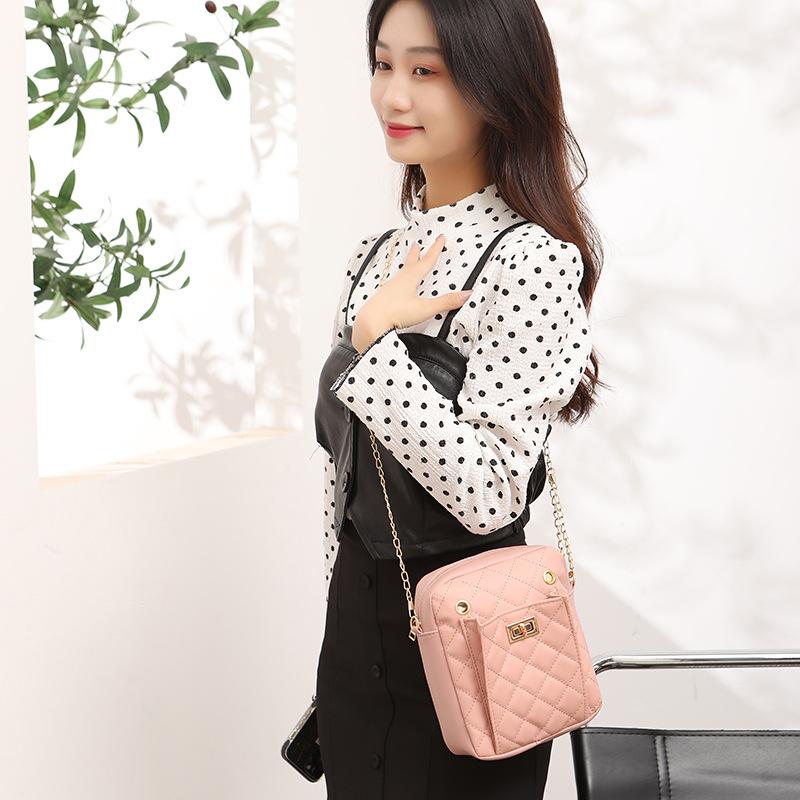 2025 Sweet Mini Mobile Phone Bag Fashion Classic Rhombus Embroidered Crossbody Small Square Bag Women's Change Small Bag Batch