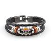 One Piece Luffy Herren Lederarmband mit Totenkopf und Holzperlen