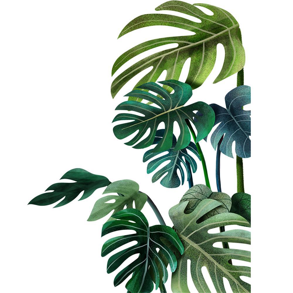 

Leaves Flowers Wall Stickers Removable Green Palm Leaf Window Stickers For Home Wall Decals Mural Refrigerator Stickers 30x90CMX2pcs
