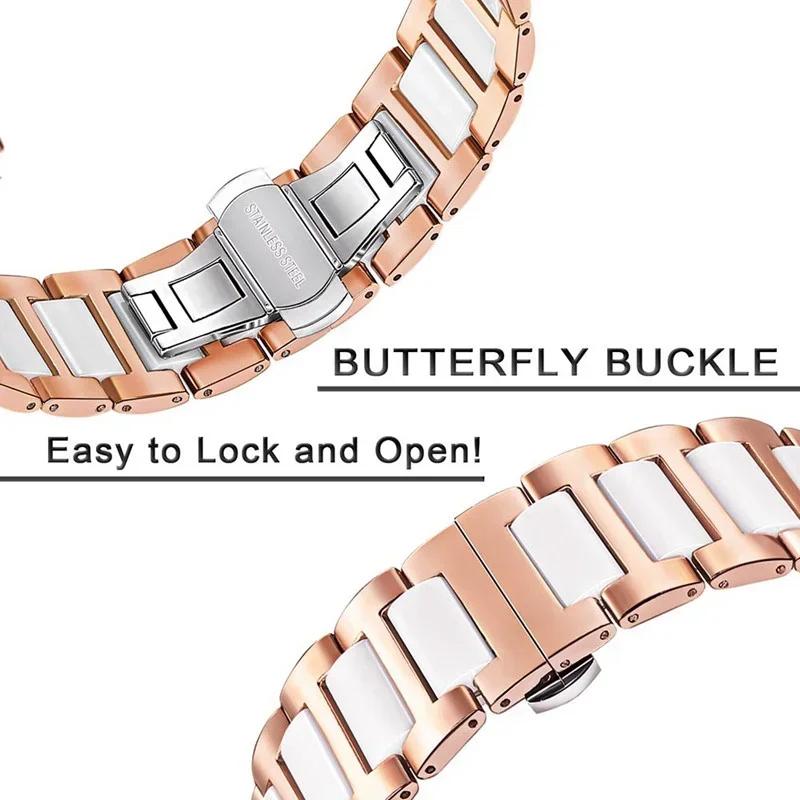 Ceramic+Metal Strap For Samsung Galaxy Watch Ultra 47mm Women/Man Luxury Bracelet Band Galaxy Watch 7 Ultra Stainless Steel Belt