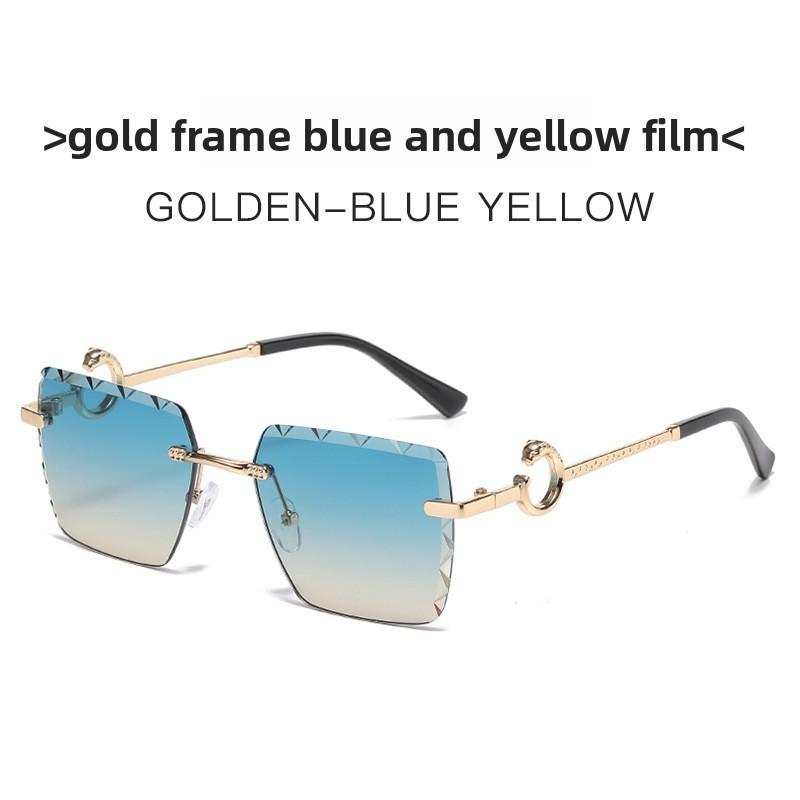 New Noframe Leopard Pattern Square Sunglasses With Pc Lenses For Outdoor Use