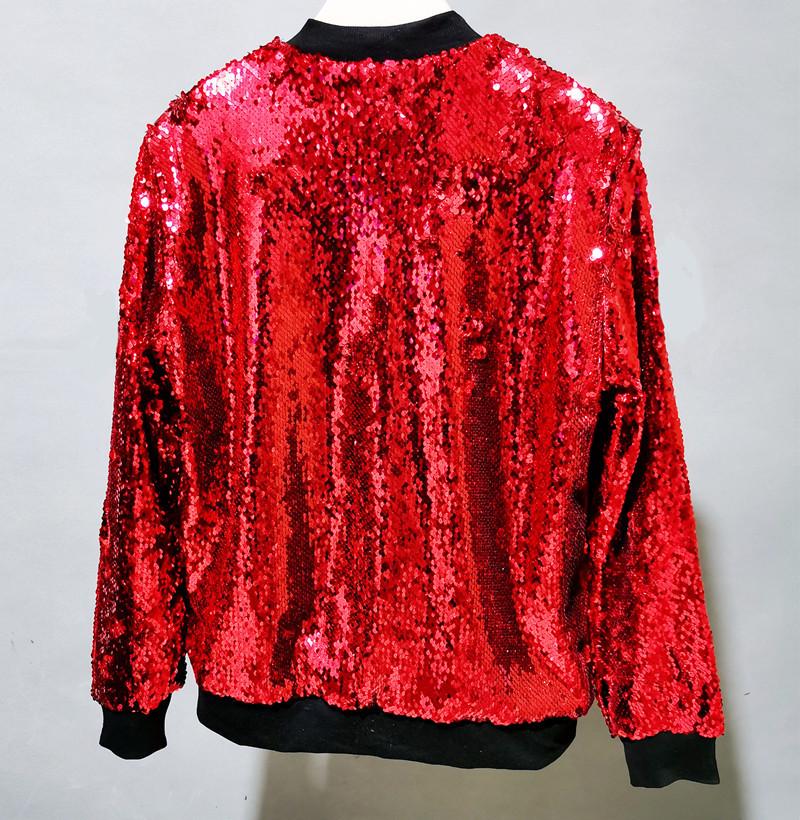 Women's Plus Size Sequin Baseball Jacket - Loose Fit, European & American Style, Autumn Fashion