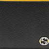 Gucci Interlocking G Bi-Fold Wallet Black Pebbled Leather Yellow Interior Silver Hardware Card Holder for Men Daily Use Business 610464-CAO2N-1041