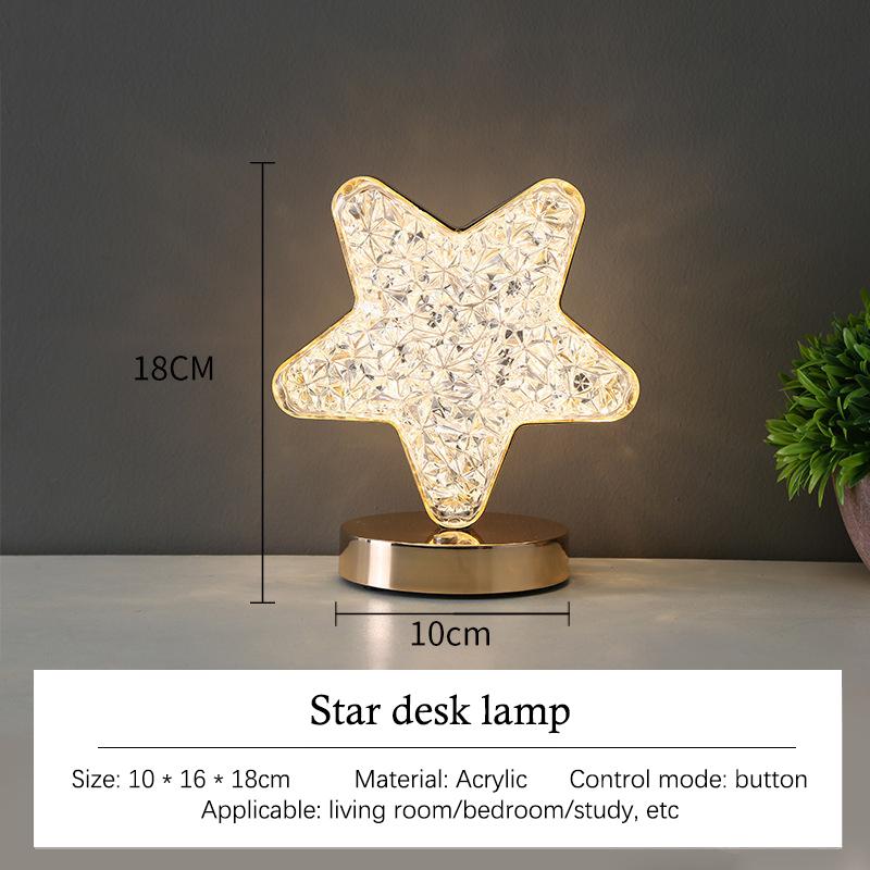 Moon Star Led Night Light Rechargeable Crystal Table Lamp Touch Switch Dimmable Ramadan Room Decor Ambient 3D Moon Lamp Eid Gift