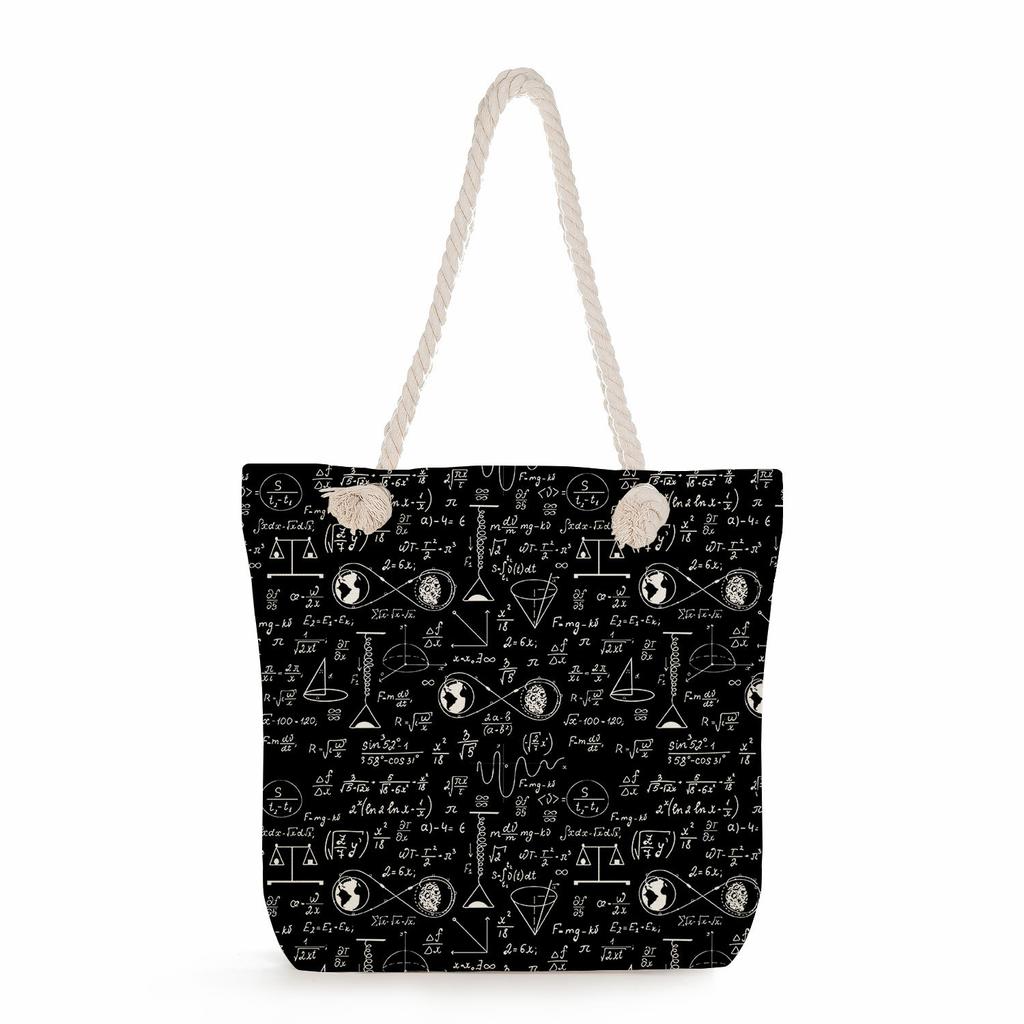 Physical Chemistry print thick rope single-shoulder beach bag 7216