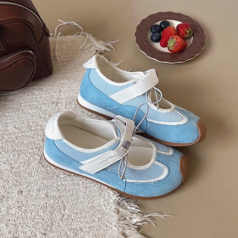 

Летние новые кожаные туфли-балетки Мэри Джейн на плоской подошве с застежкой-липучкой, женские повседневные спортивные туфли 40 синий