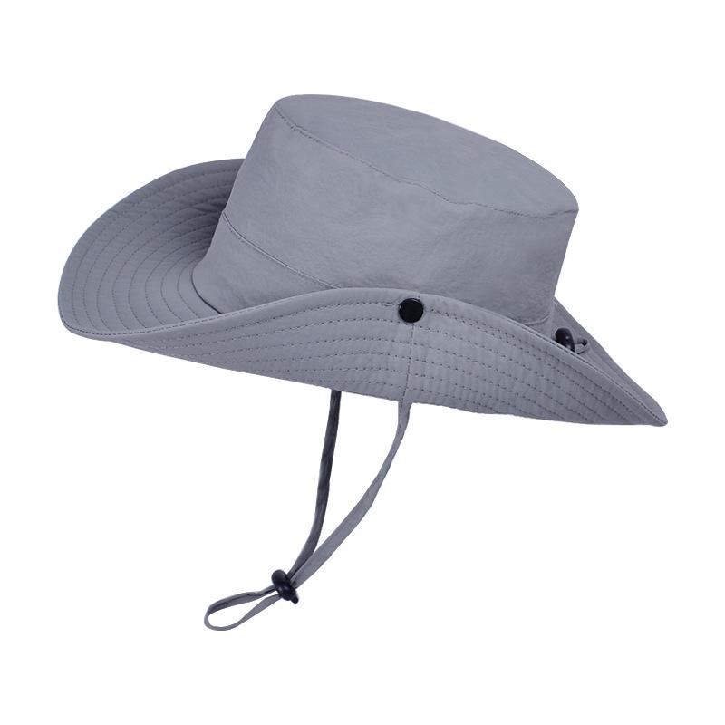 9255 Summer Outdoor Big Brim Sun Hat Waterproof Quick-drying Simple Bucket Hat Men's Mountaineering Fishing Sun Protection Hat