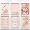 Fall Wall Art Pink Autumn Gallery Poster Bundle Thanksgiving Wall Art Hello Fall Printable Pumpkin Spice Fall Leaves Gift Poster