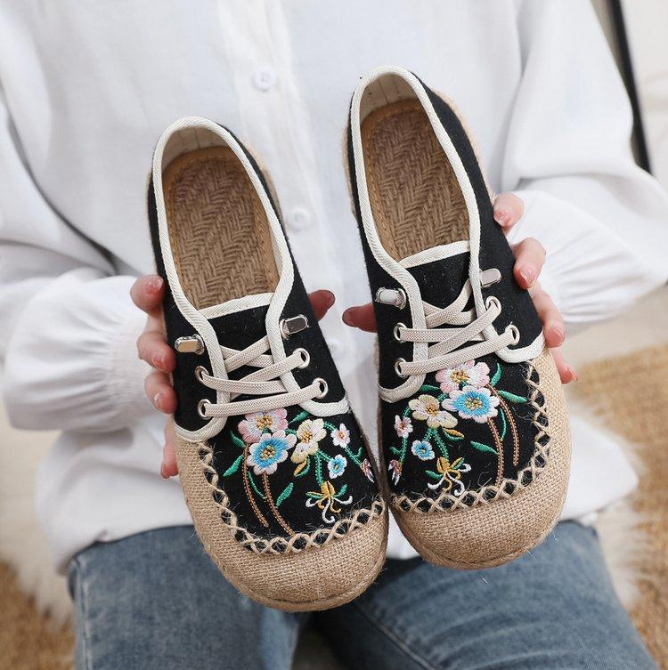 

Handmade single shoes women s spring and summer new lazy one-pedal comfortable soft-soled elastic band linen single shoes 35 чорний