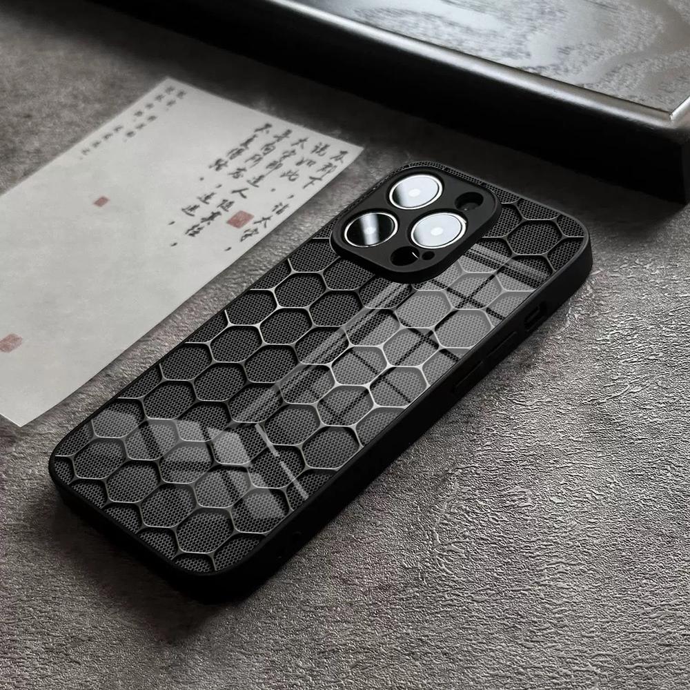TPU kryt na telefon z uhlíkových vláken a kovaných uhlíkových vláken pro iPhone 16 Pro Max 15 Plus 14 Pro 12 11 13 Mini X XR XS Max 8 Plus SE Skleněný kryt