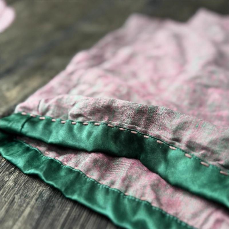 Johnature Women Vintage Wide Leg Pants Elastic Waist Patchwork Color Belt Trousers Autumn Loose Casual Pants