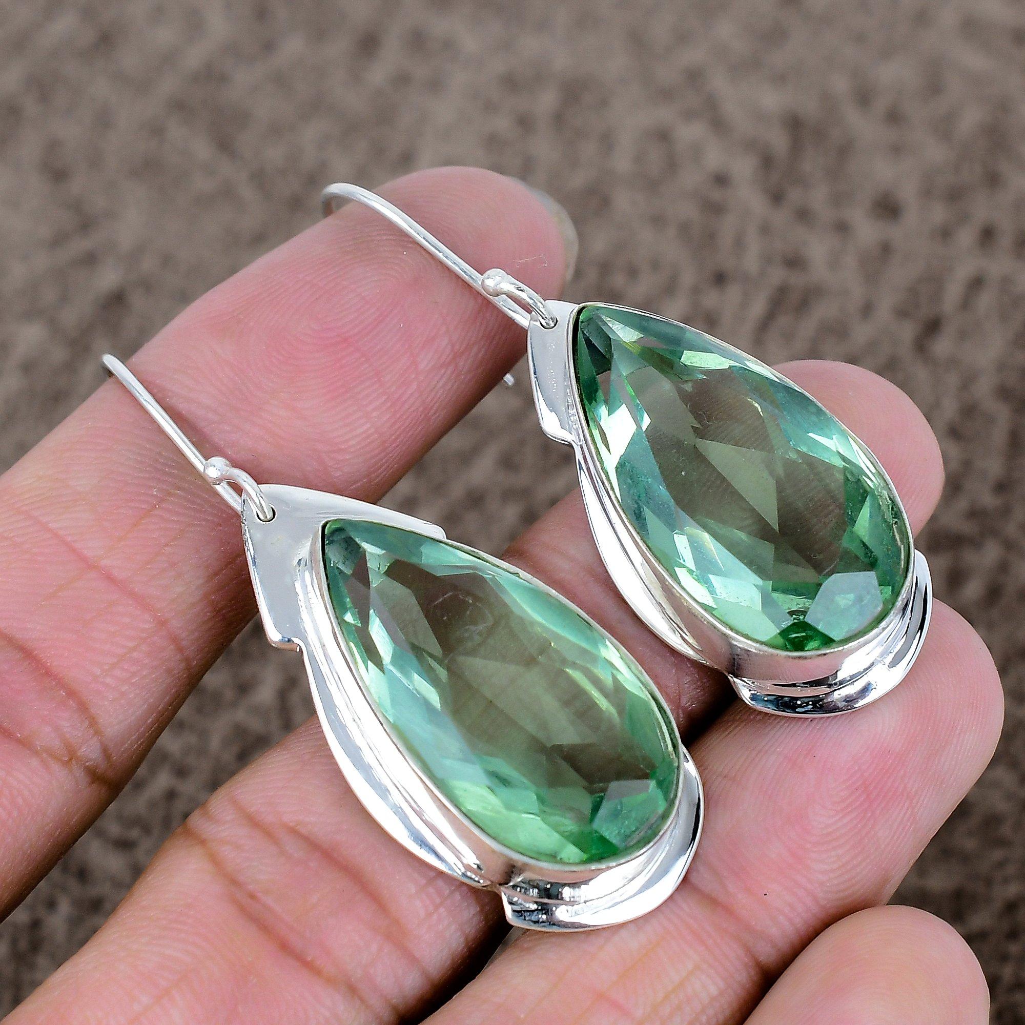 

Tsavorite Gemstone Handmade 925 Sterling Silver Jewelry Earring 2.25 KKG-640