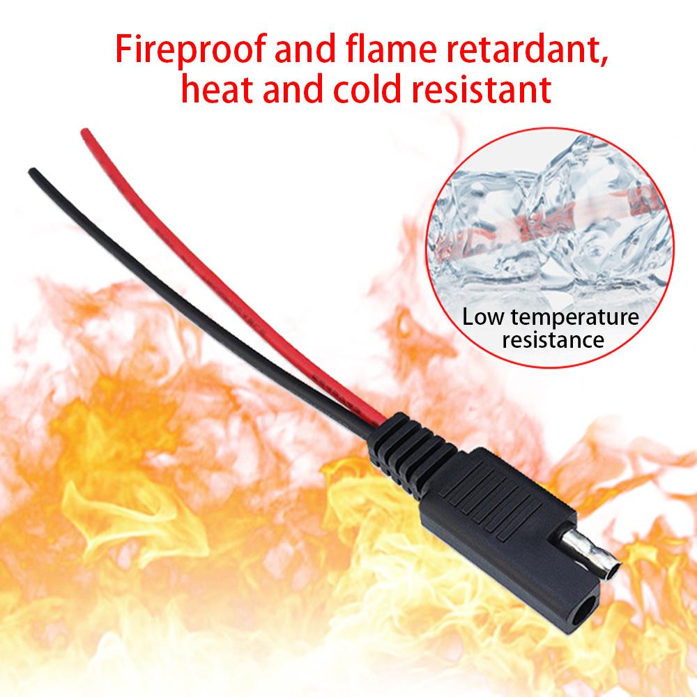 2PCS SAE Single-Ended Cable Power Extension Connector Plug 18AWG15CM Cable Solar Panel Battery Adapter 2core Power Cord