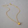 Gold-Plated Brass Pendant Necklace with Irregular Faceted Design - Retro, Versatile, and Stylish.