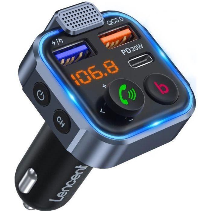 Trasmettitore FM Bluetooth - LENCENT - 5.0 - Caricatore Rapido PD 20W - Chiamate Vivavoce - Bassi Profondi nero TRASMETTITORE FM PER AUTO