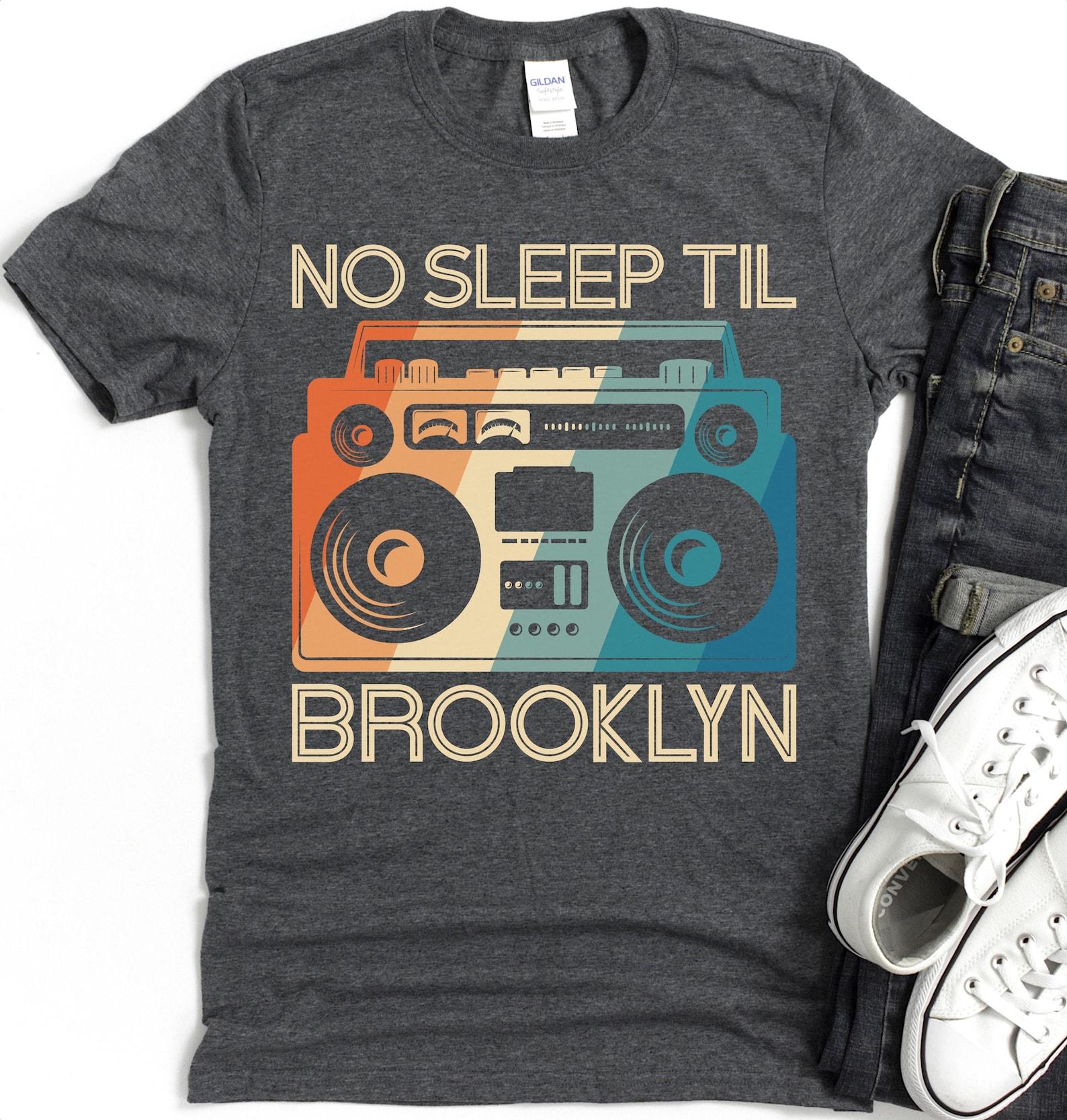 No Sleep Til Brooklyn T-Shirt, Retro Boombox Graphic Tee S