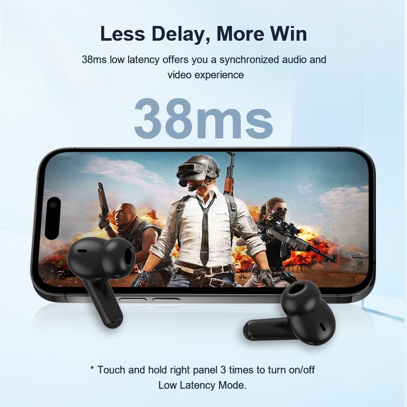 ANC Wrieless Earbuds Bluetooth 5.4 Earphones Active Noise Cancellation ENC Headphones Call Gaming Low Latency Transparency APP Long Battery Life