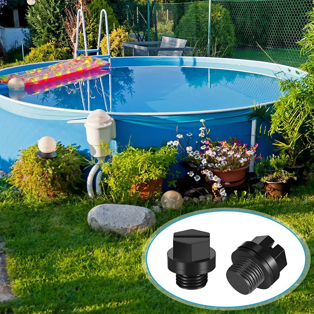 Set mit 2 Poolpumpen-Ablaufrohrkappen ABS-Ablassstopfen-Set Poolpumpenrohrstopfen mit Dichtungsringen Ersatzteile für Schwimmbad