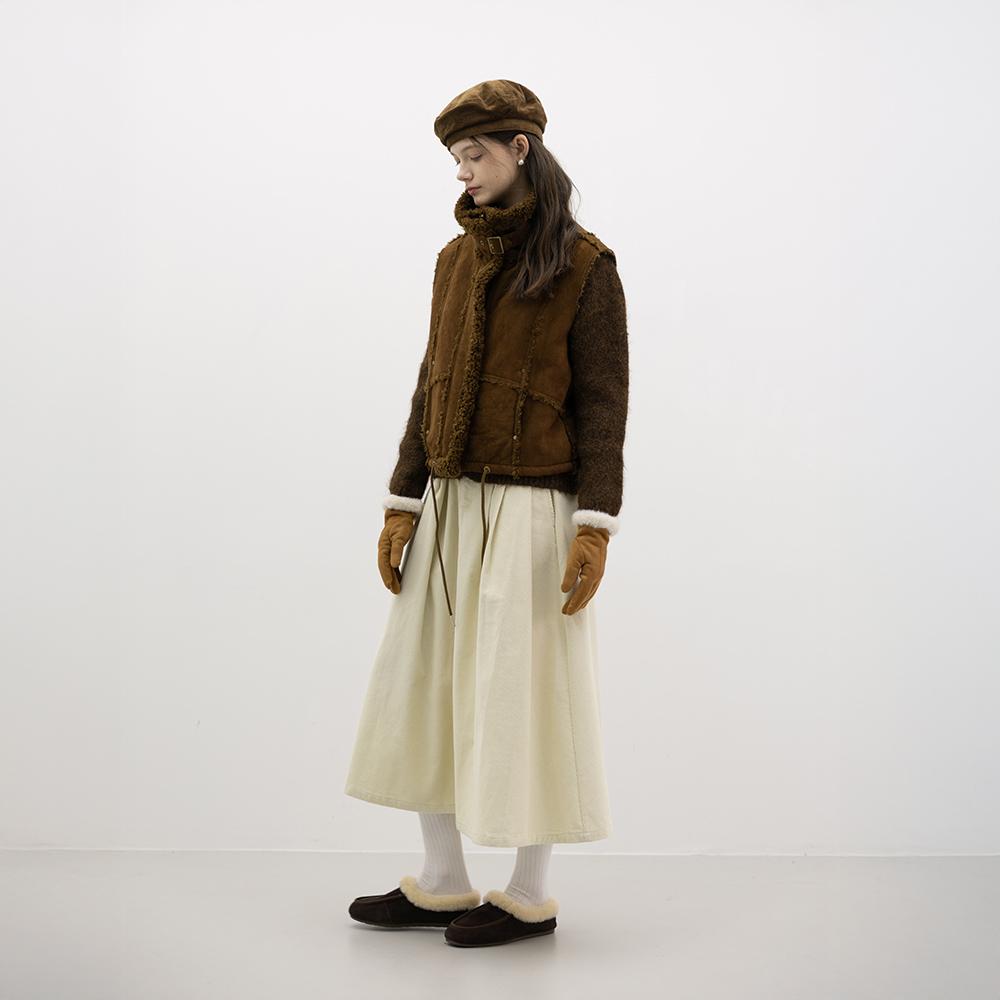 WEDNESDAY DELIGHT Wd_Pile Winter Vest_Brown