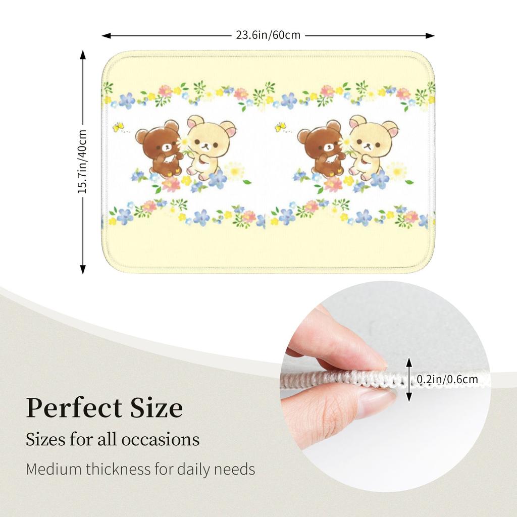 Custom R-Rilakkumaes Cartoon Doormat Non-Slip Entrance Welcome Kitchen Bath Floor Door Mat  Toilet Living Room Carpet Rug