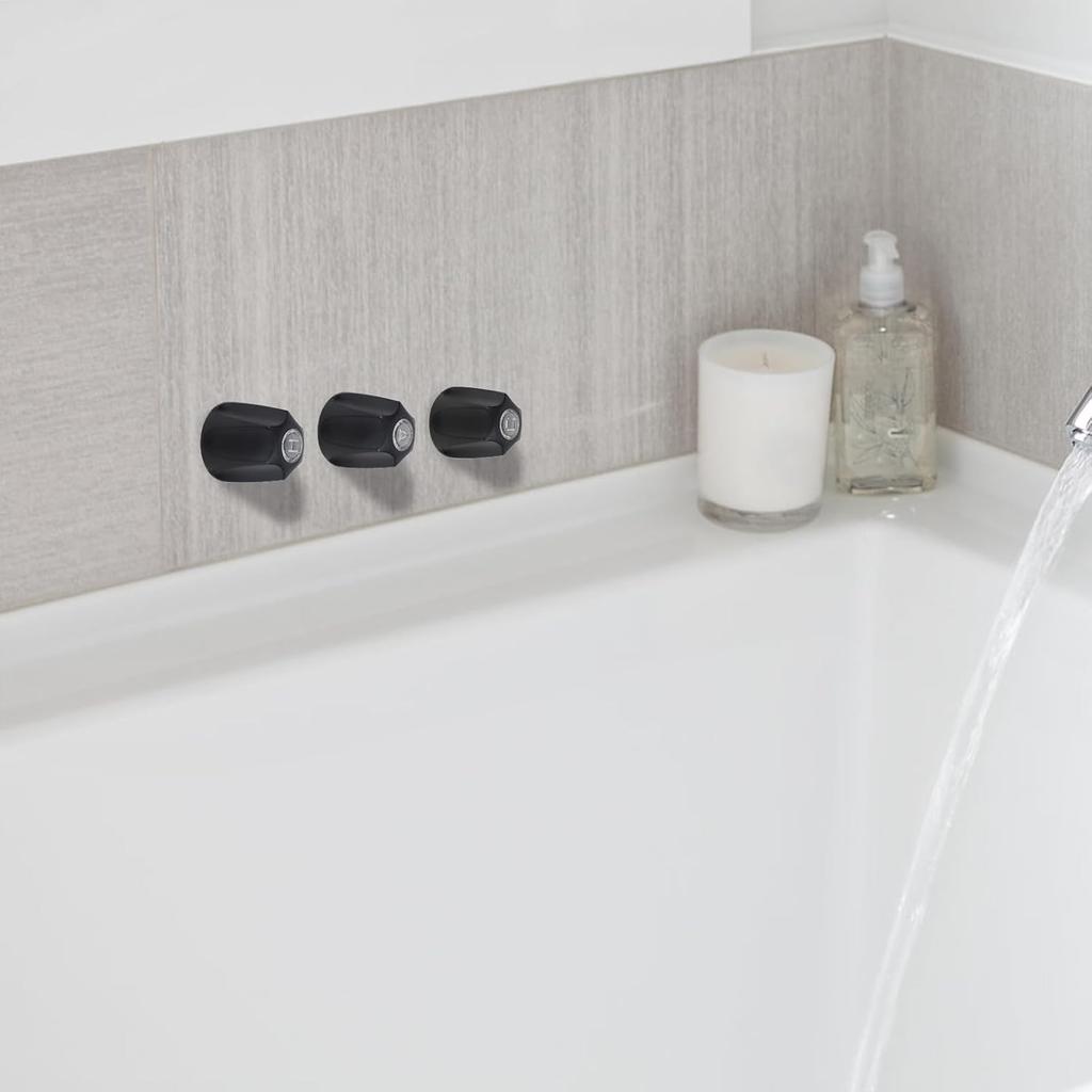 3pcs Shower Knobs Replacement Kit, Matte Black Shower Knobs Include Base Connectors Screws Compatible with pfister Verve Bathtub Faucet Handle