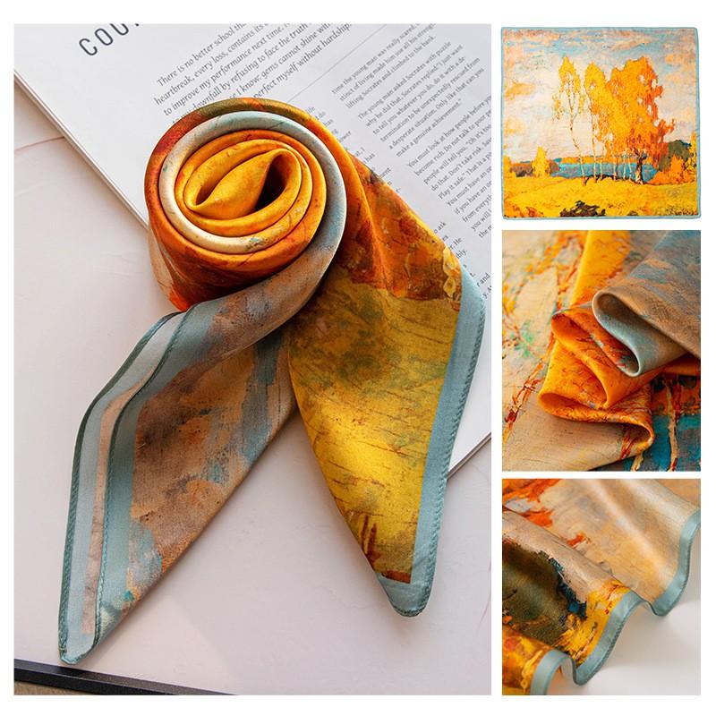 Womens Silk Scarf Printed Neck Wrap Fashion All-match Shawl 2026