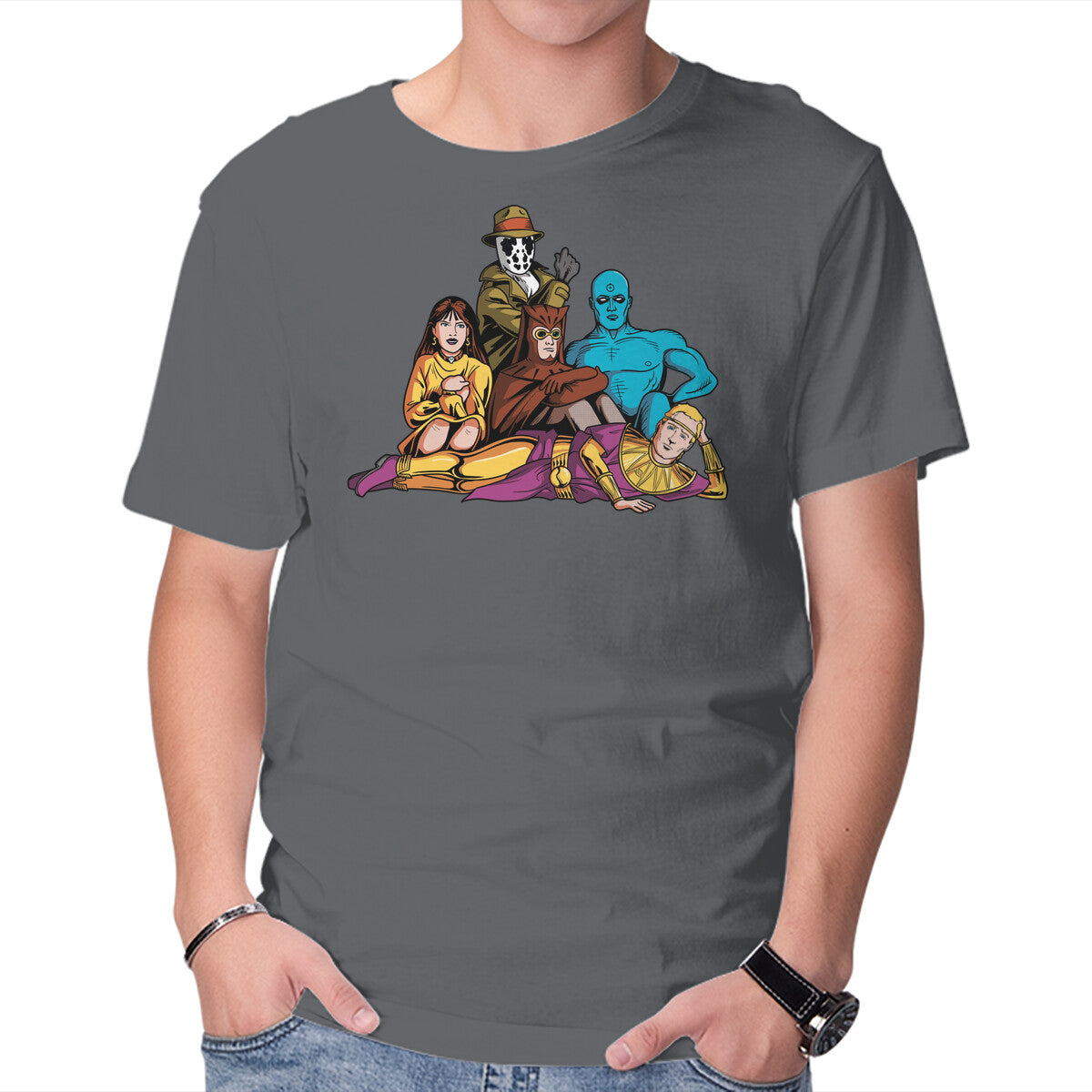 Unisex Crew Neck T-Shirt The Watch Club Graphic Short Sleeve Casual Tee L