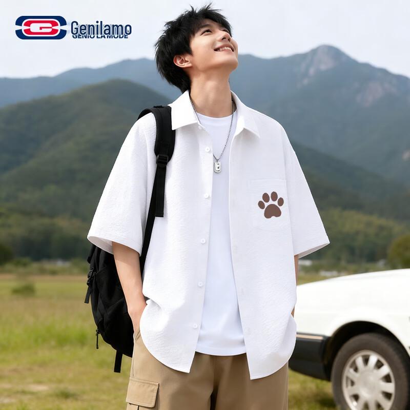 GENIOLAMODE Men s Textured Easy-Care Short Sleeve Shirt M