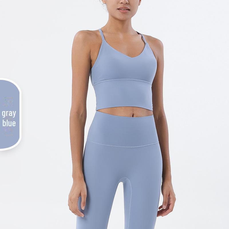 „Sutien Sport Yoga Nud Șlefuit pe Ambele Părți - Sexy, Camișolă Decupată la Spate pentru Fitness”