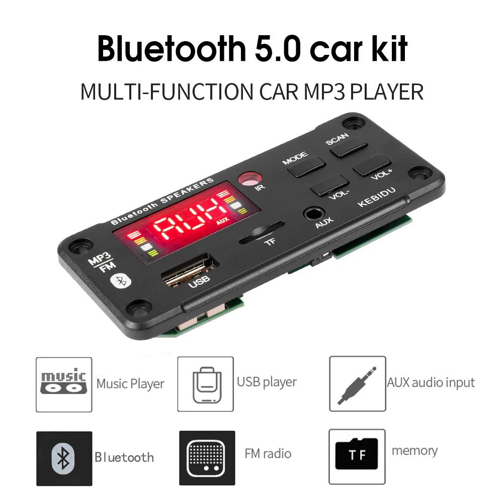 Wireless Bluetooth 5.0 9V-24V MP3 WMA Decoder Board Car Audio USB TF FM Radio Module Color Screen MP3 Player with Remote Control