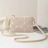 Bolsa Transversal de Crochê Versátil Coreana, Nova Bolsa de Palha Tecida, Fechamento com Zíper, Bolsas Femininas Florais Casuais de Praia Retrô