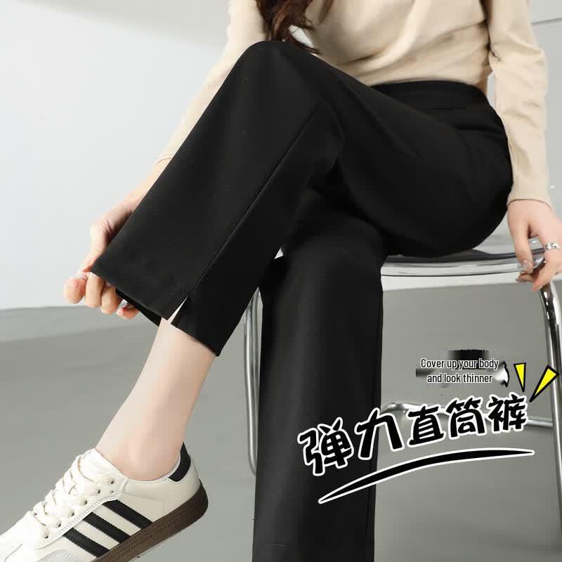 Women's High Waist Slit Elastic Cigarette Pants