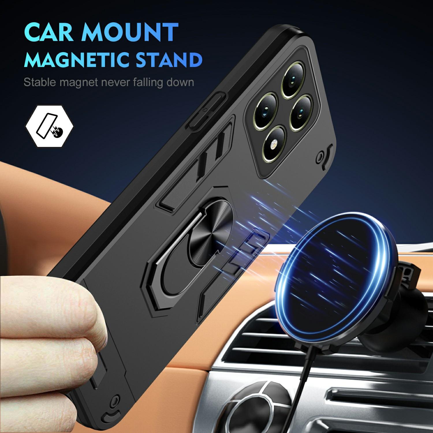 

For Xiaomi 14T Case PC+TPU Drop Defend Phone Cover with Ring Kickstand Green