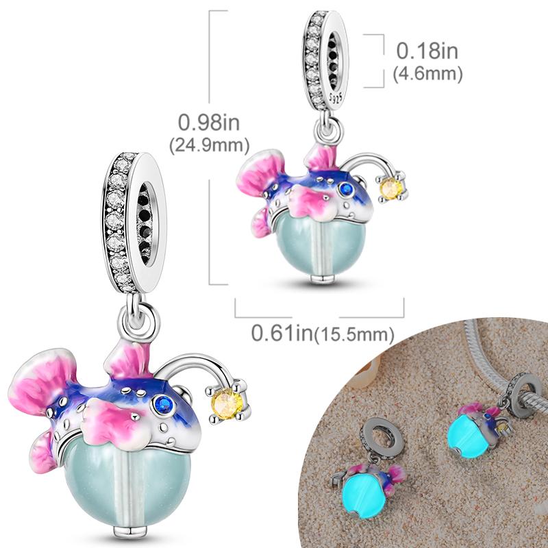 New Silver Plated Charms Beads Turtle Starfish Shell Sea Blue Summer Beads Fit Original Charms DIY Woman Jewelry Gift