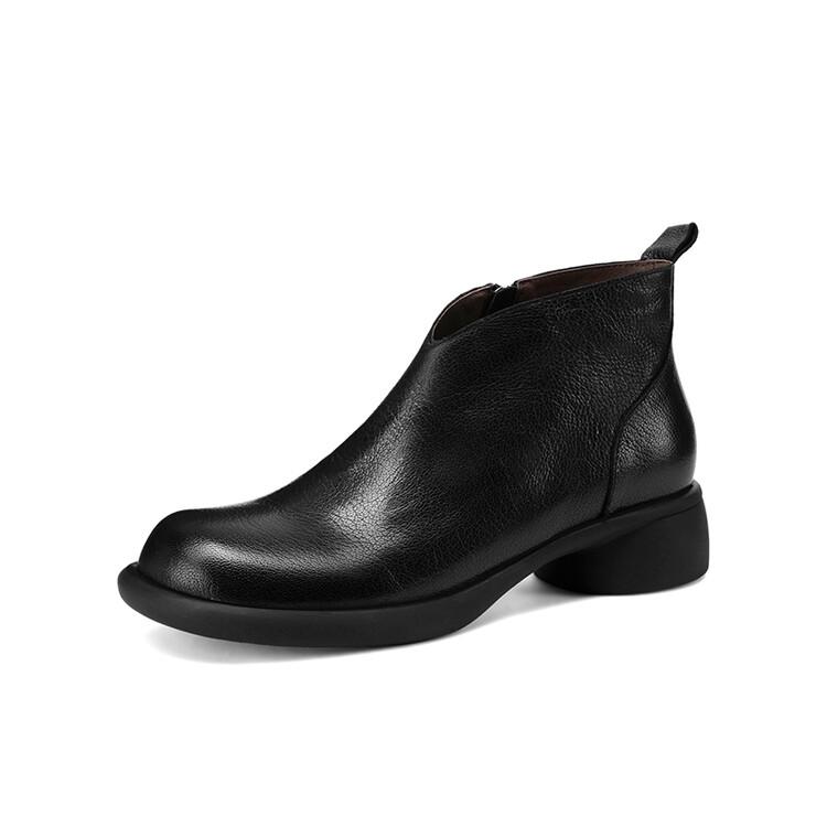 Móda Nové Podzim Zima Pravá Kůže Dámské Boty Módní Kulatá Špička Kotníkové Boty pro Ženy Krátké Boty Boty Hrubý Podpatek Botines Mujer