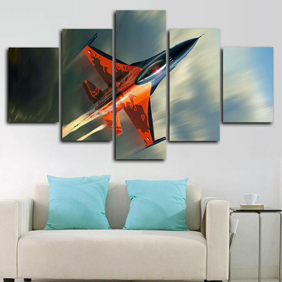 

Unframed 5Pcs Fighting Falcon Jet Fighter Canvas Posters Wall Art Decorative Print Pictures Paintings for Living Room Home Decor 20x35 20x45 20x55cm