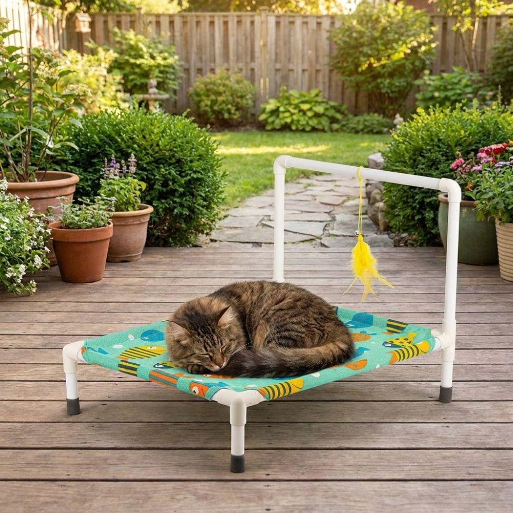 Removable Elevated Cat Bed Non-Slip Breathable Pet Cool Nest Moisture-proof Sturdy Frame Cat Sleeping Bed Four Seasons Home