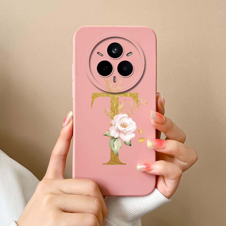 For Realme 14 Pro Plus Case Simple Letters Cover Soft Premium Liquid Silicone Funda Anti Drop Full Protection Phone Back Housing