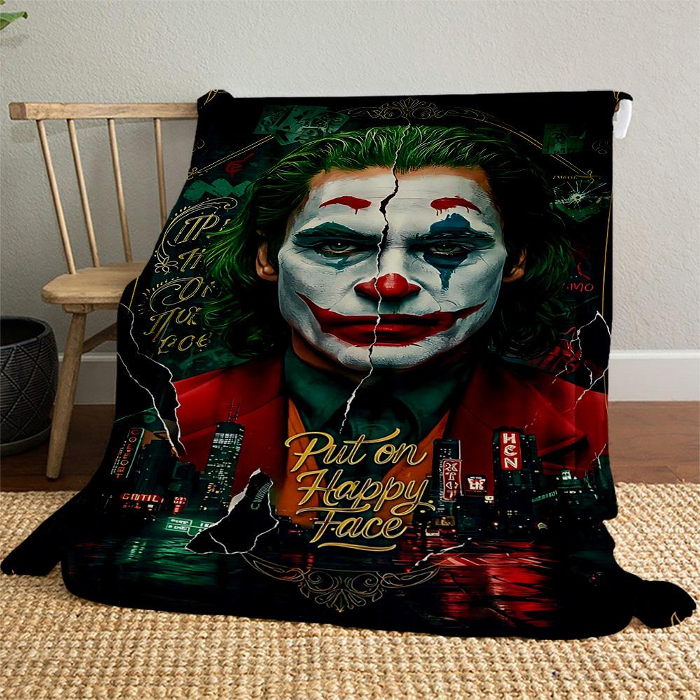 1PC Joker Put on Happy Face Outdoor Flannel Blanket Soft Plush Decor for Picnics, camping,Bedroom, Playroom, Office1188A