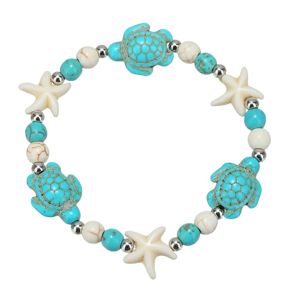 Fashion Retro Bohemian Handwoven Knotted Bracelet Women's Ins Sea Series Natural Shell Starfish Bracelet Accessories Woman