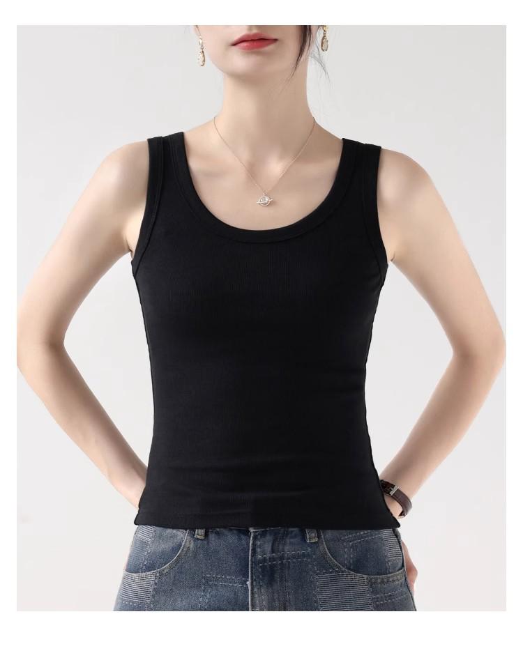 Women s Ribbed Cotton Camisole: Summer Anti-Exposure Base Layer V-Neck Vest M for 80-95 jin