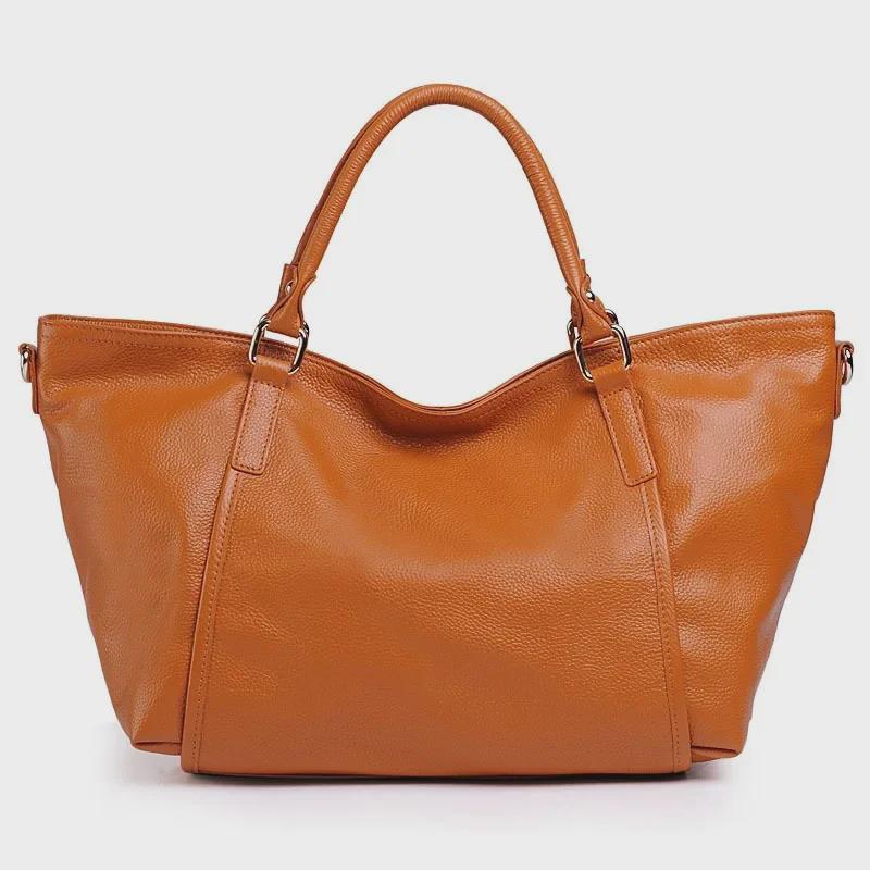 

2025 Европейская и Американская модная женская сумка из натуральной кожи большой вместимости через плечо и через плечо коричневый