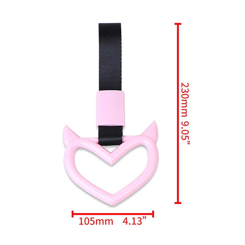 1Pcs Newhandle Ring Heart Train Bus Hand Strap Styling Drift Charm Car Warning Tow Strap Hook Sticker