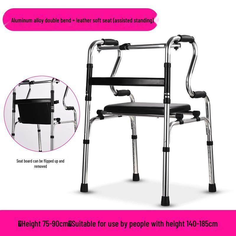 Adjustable Aluminum Alloy Walking Aid for Seniors - Four-Legged Crutches
